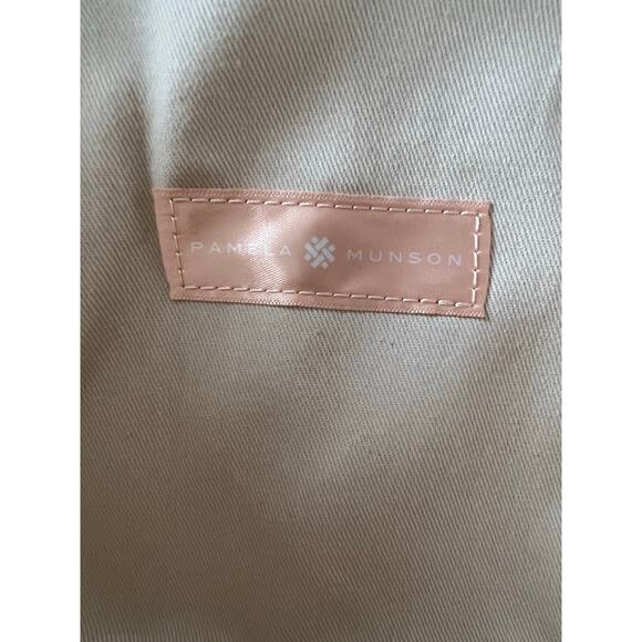 Pamela Munson Caroline Wicker Rattan Crossbody Bag w Pink Reptile Trim - Picture 4 of 10